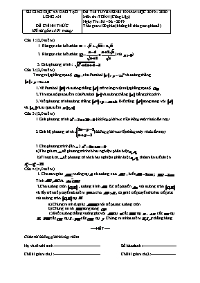 Đề thi tuyển sinh Lớp 10 THPT - Môn Toán (Công lập) - Năm học 2019-2020 - Tỉnh Long An